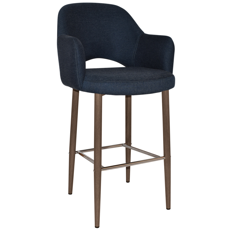 Albury Arm Stool 75cm Light Walnut Metal Leg - Image 7