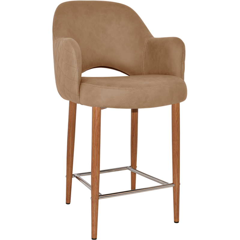 Albury Arm Stool 65cm Light Oak Metal Leg - Image 3