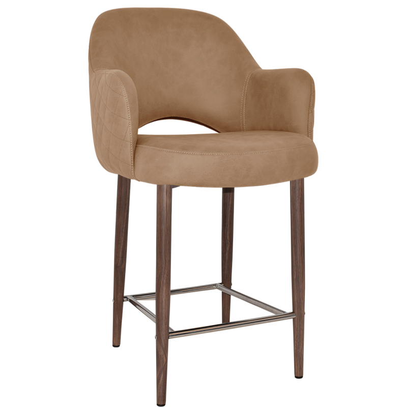 Albury Arm Stool 65cm Light Walnut Metal Leg - Image 3