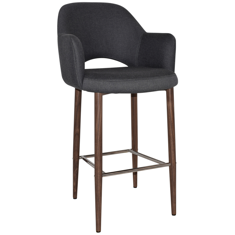Albury Arm Stool 75cm Light Walnut Metal Leg - Image 5