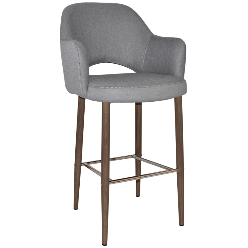 Albury Arm Stool 75cm Light Walnut Metal Leg - Image 8