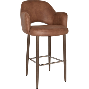 Alternative view of Albury Arm Stool 75cm Light Walnut Metal Leg
