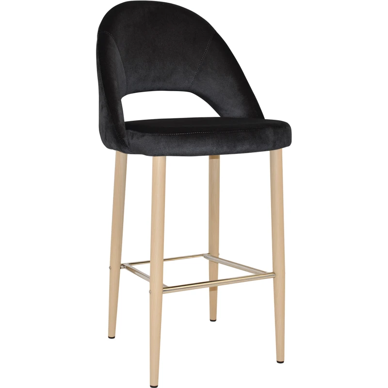 Chevron Stool Birch Metal Leg