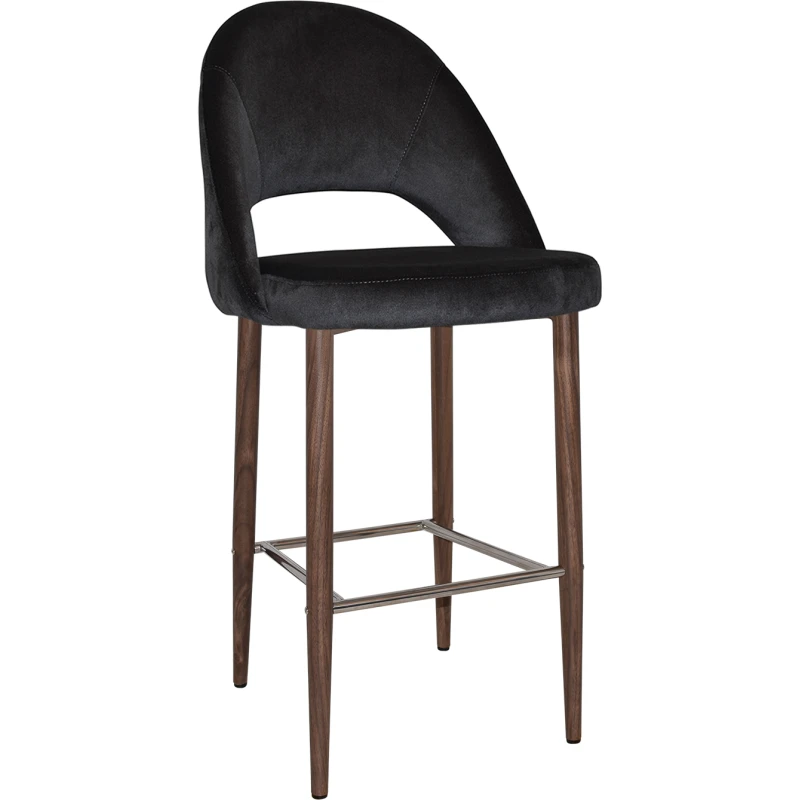 Chevron Stool Light Walnut Metal Leg