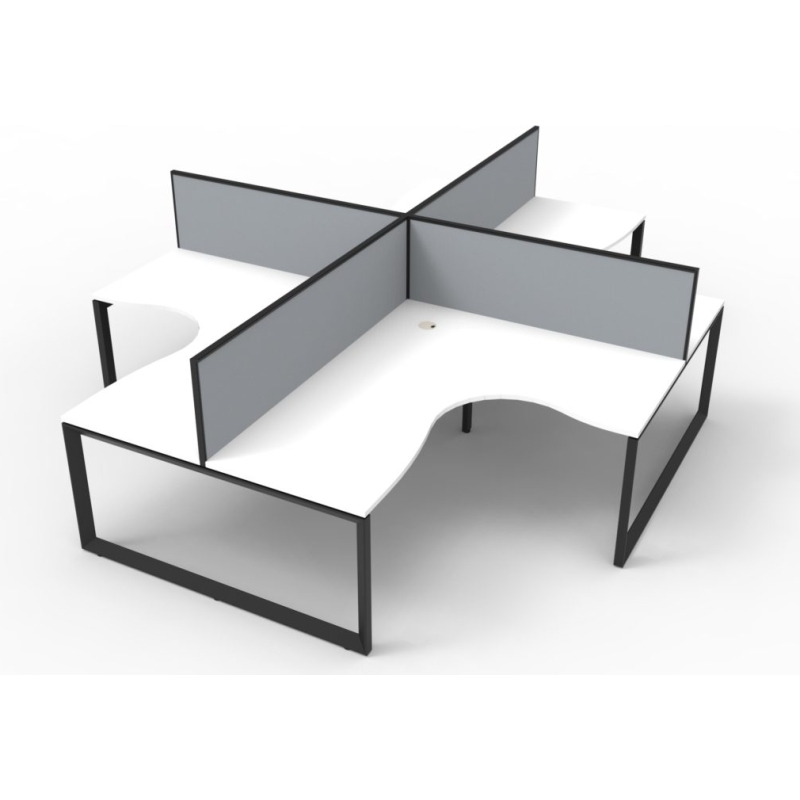 Deluxe 4 Person Loop Leg Workstation with screens - Image 5