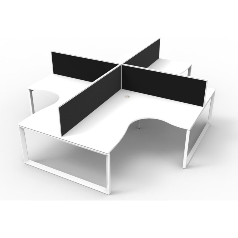 Deluxe 4 Person Loop Leg Workstation with screens - Image 7