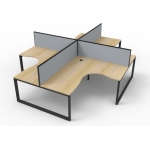 Deluxe 4 Person Loop Leg Workstation with screens