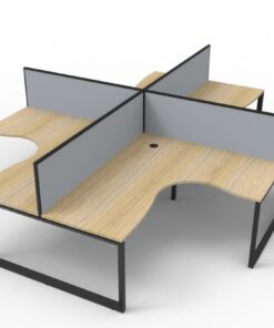 Deluxe 4 Person Loop Leg Workstation with screens
