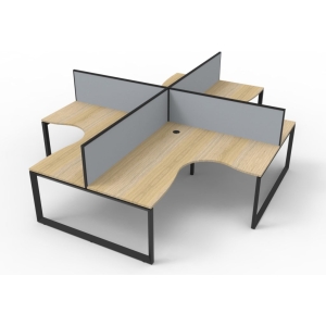Deluxe 4 Person Loop Leg Workstation with screens
