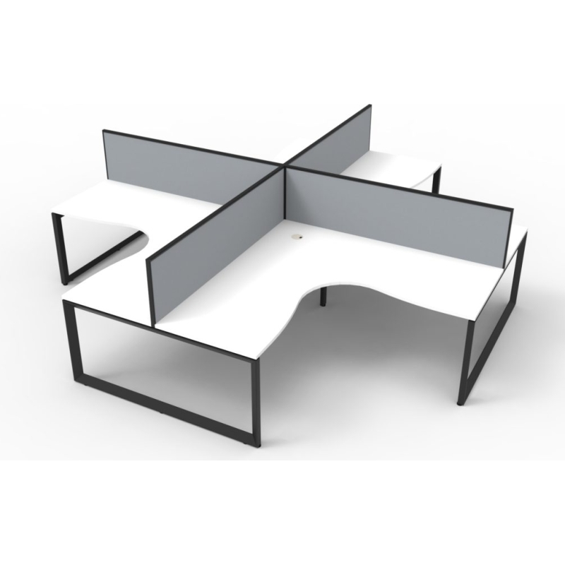 Deluxe 4 Person Loop Leg Workstation with screens - Image 6