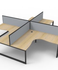 Alternative view of Deluxe 4 Person Loop Leg Workstation with screens