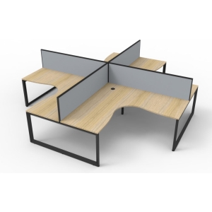 Alternative view of Deluxe 4 Person Loop Leg Workstation with screens