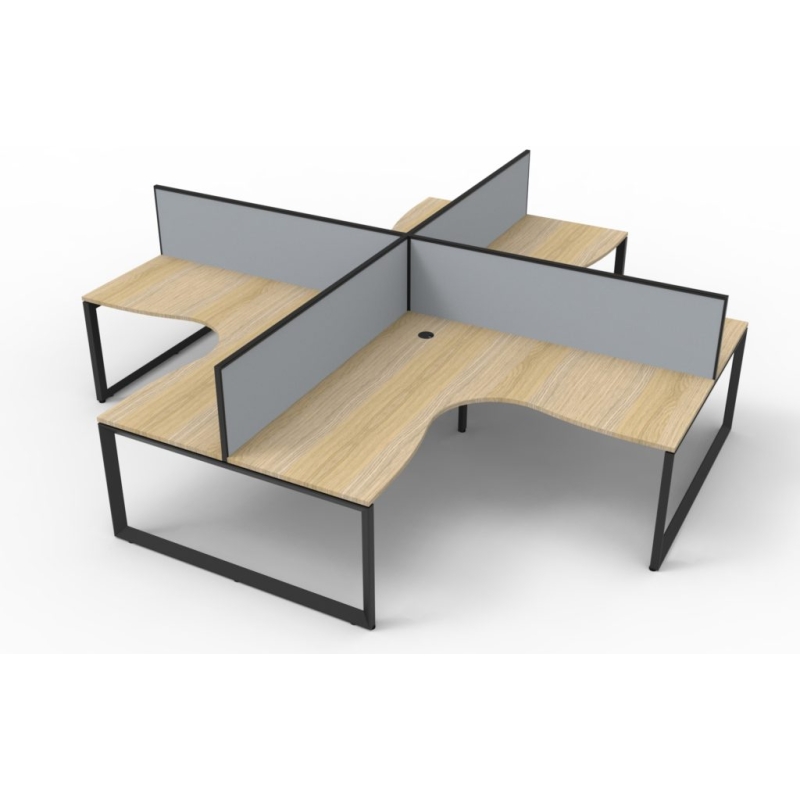 Deluxe 4 Person Loop Leg Workstation with screens - Image 2