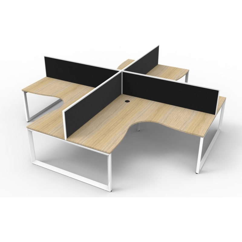 Deluxe 4 Person Loop Leg Workstation with screens - Image 4