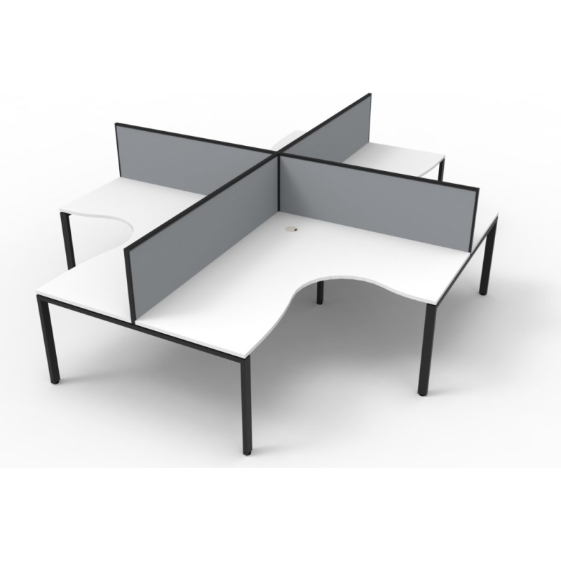 Deluxe 4 Person Profile Leg Workstation with screens - Image 5