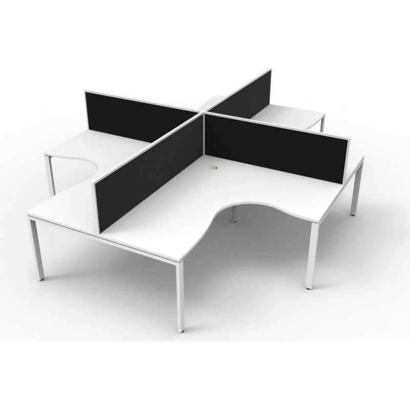 Deluxe 4 Person Profile Leg Workstation with screens - Image 7