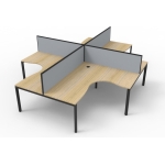 Deluxe 4 Person Profile Leg Workstation with screens