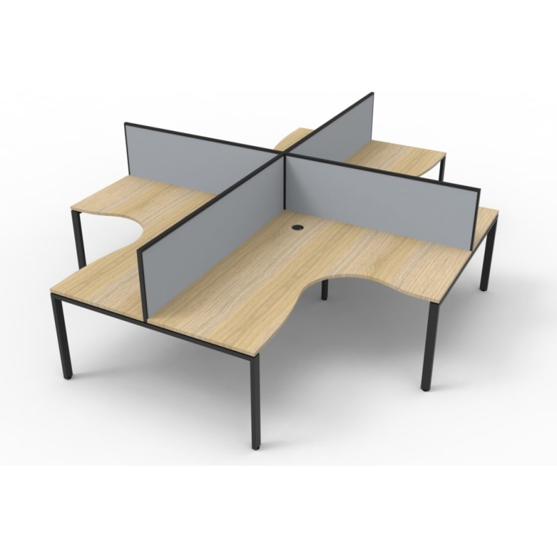 Deluxe 4 Person Profile Leg Workstation with screens