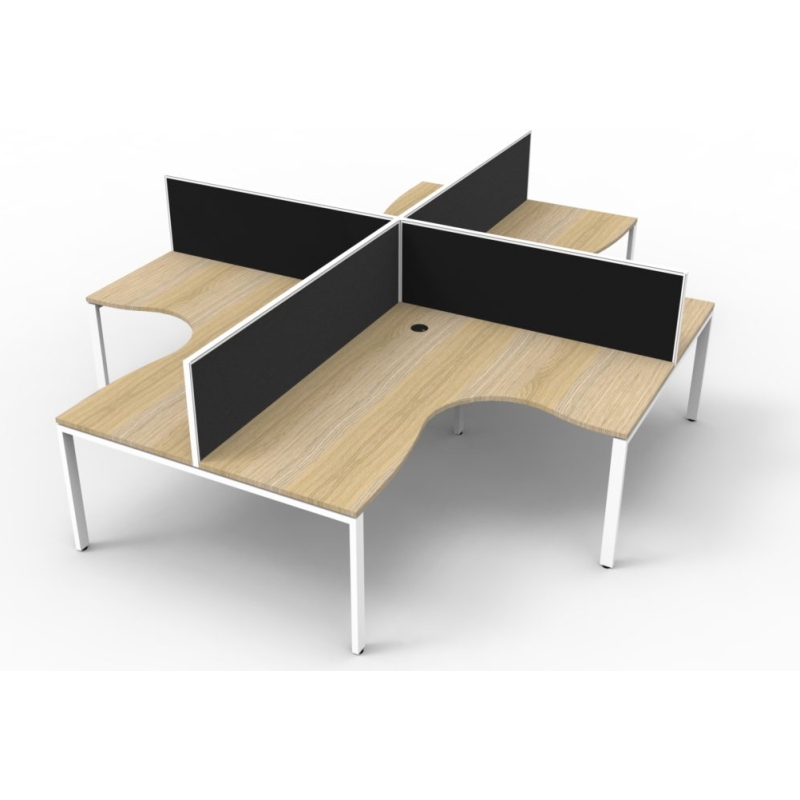 Deluxe 4 Person Profile Leg Workstation with screens - Image 3