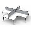 Deluxe 4 Person Profile Leg Workstation with screens - Image 6