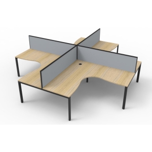 Alternative view of Deluxe 4 Person Profile Leg Workstation with screens