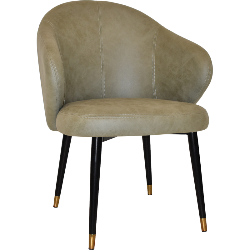 Hugo Arm Chair Black Brass Tip Metal Leg