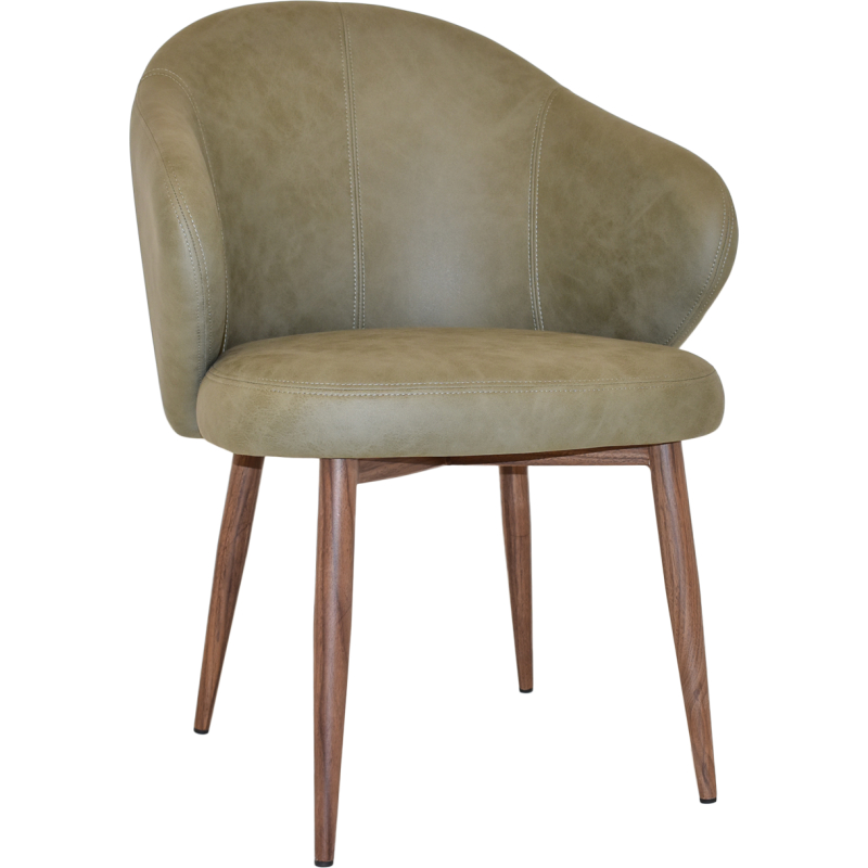 Hugo Arm Chair Light Walnut Metal Leg