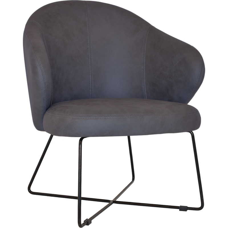 Hugo Arm Chair Cross Sled Black Base - Image 3