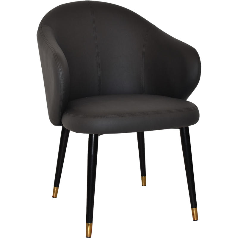 Hugo Arm Chair Black Brass Tip Metal Leg - Image 4