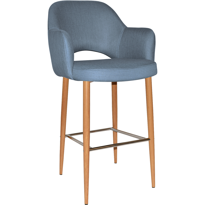 Albury Arm Stool 75cm Light Oak Metal Leg
