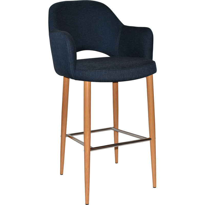 Albury Arm Stool 75cm Light Oak Metal Leg - Image 2