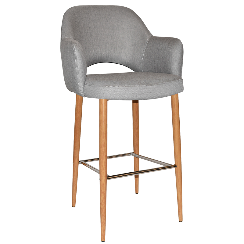 Albury Arm Stool 75cm Light Oak Metal Leg - Image 3