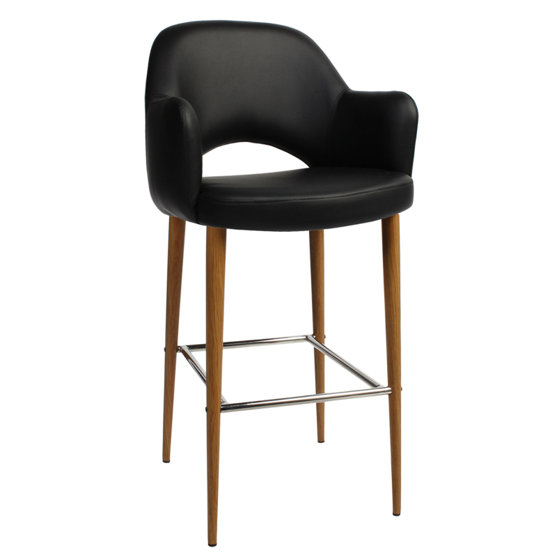 Albury Arm Stool 75cm Light Oak Metal Leg - Image 11