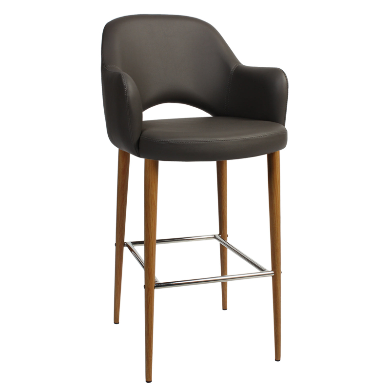 Albury Arm Stool 75cm Light Oak Metal Leg - Image 12