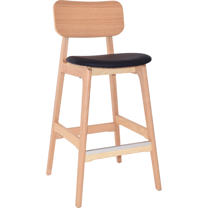 Sedona Stool Natural Timber Black Vinyl Seat