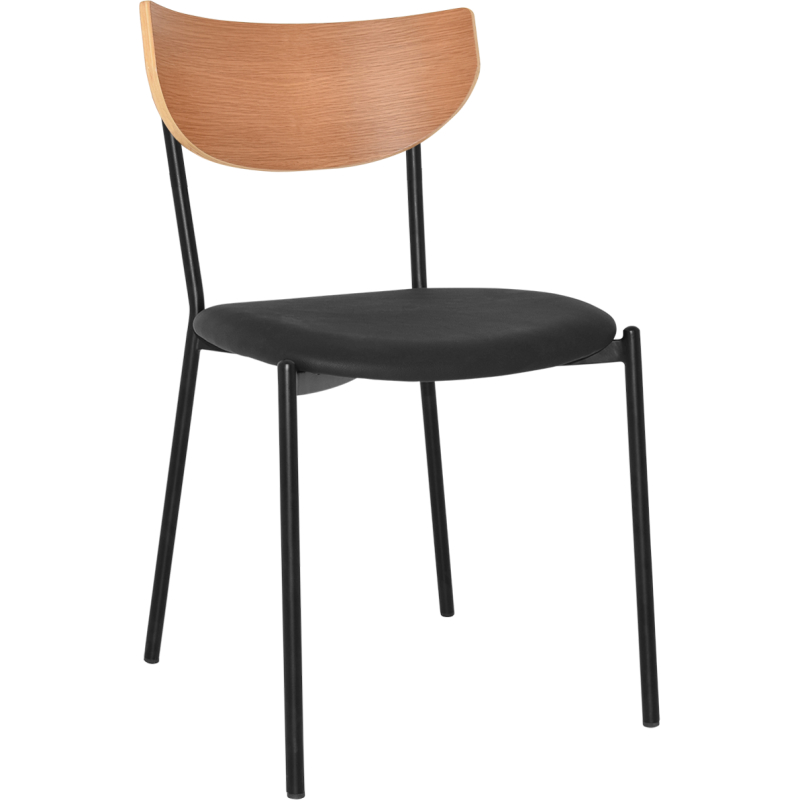 Marco Chair Timber Back Black Vinyl Seat
