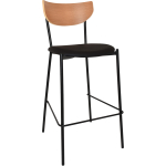 Marco Stool Timber Back Black Vinyl Seat