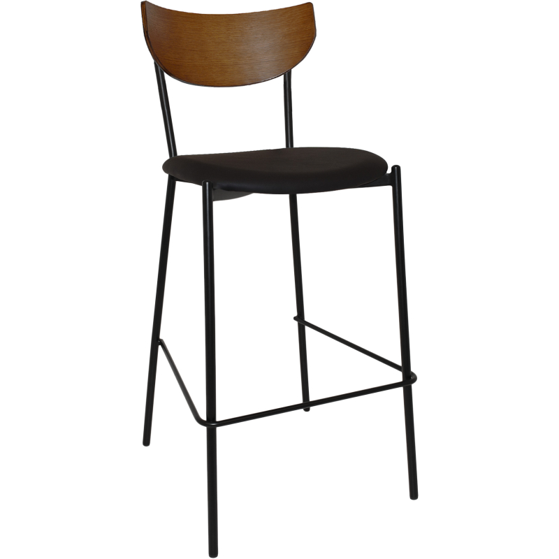 Marco Stool Timber Back Black Vinyl Seat - Image 4