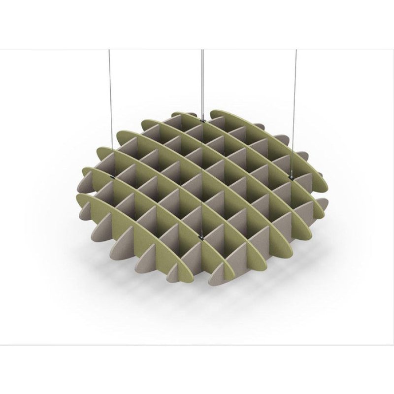 Acoustic Ceiling Sound Trap - 1200mm x 1200mm Round - Banana Green | Dark Beige
