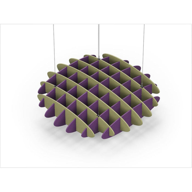 Acoustic Ceiling Sound Trap - 1200mm x 1200mm Round - Banana Green | Purple