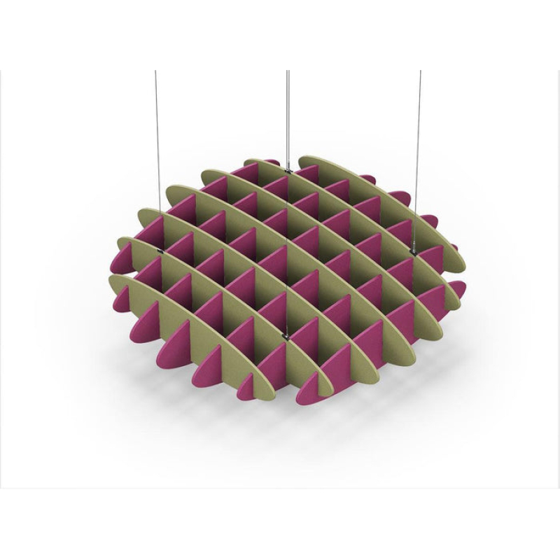 Acoustic Ceiling Sound Trap - 1200mm x 1200mm Round - Banana Green | Royal Pink