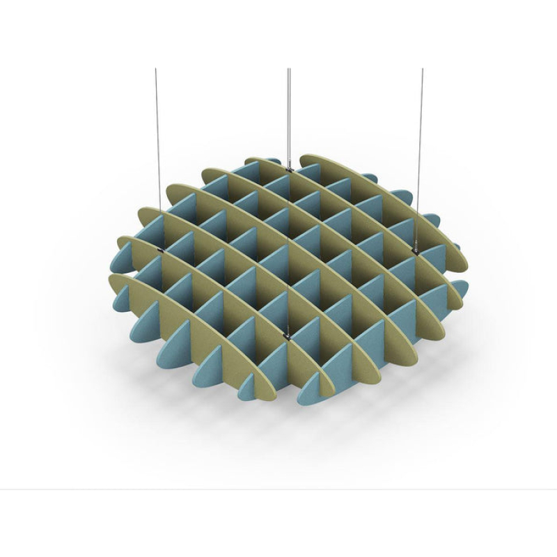 Acoustic Ceiling Sound Trap - 1200mm x 1200mm Round - Banana Green | Sky Blue