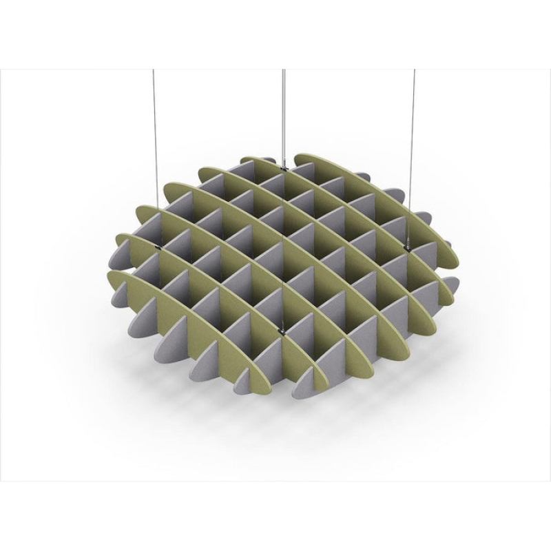Acoustic Ceiling Sound Trap - 1200mm x 1200mm Round - Banana Green | Slate Grey