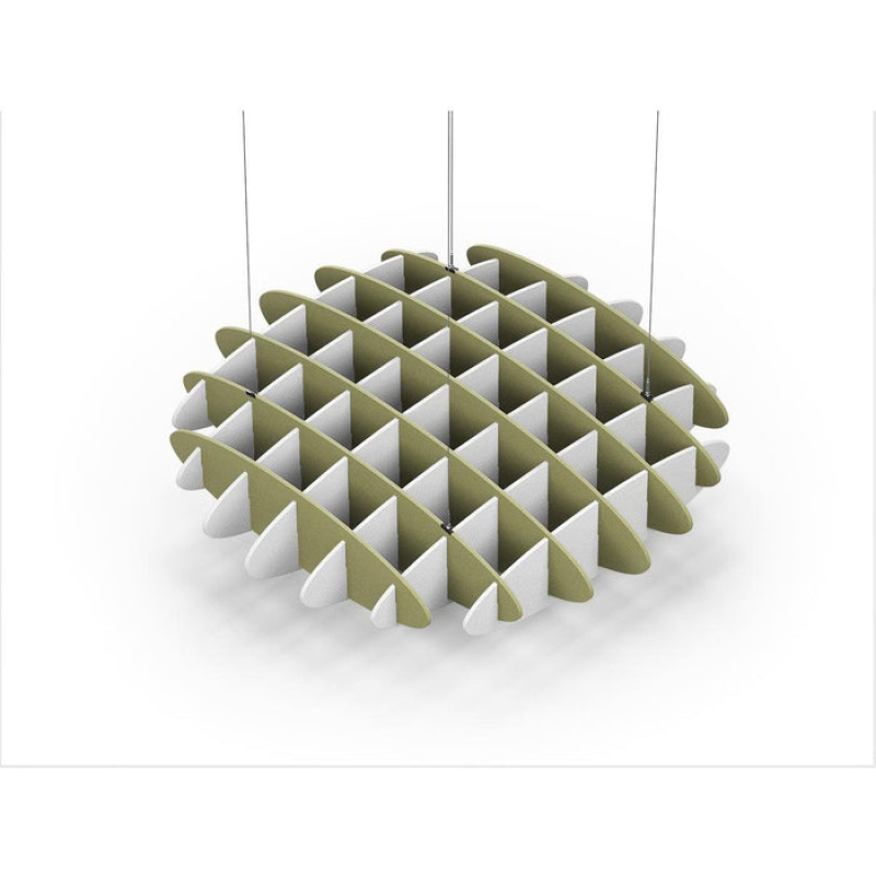 Acoustic Ceiling Sound Trap - 1200mm x 1200mm Round - Banana Green | White
