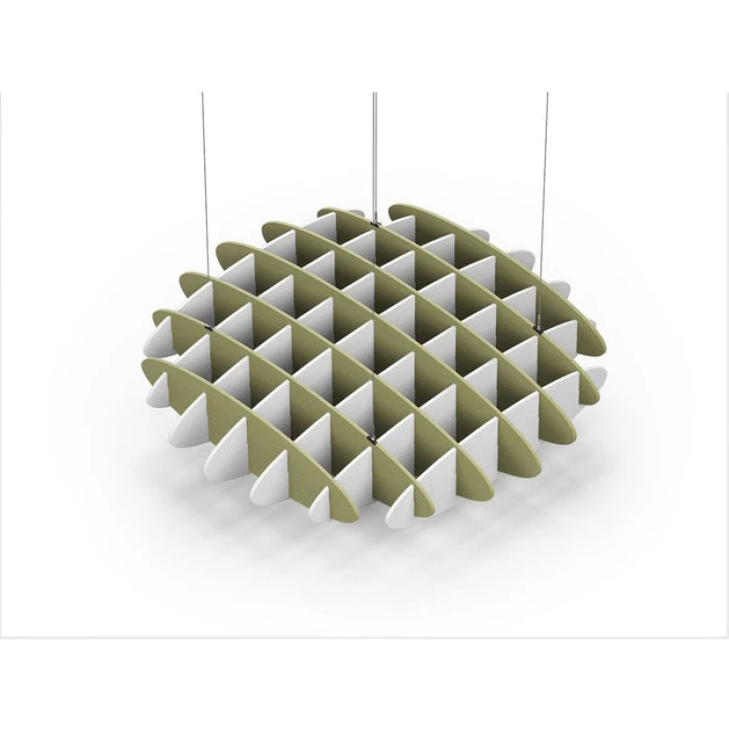 Acoustic Ceiling Sound Trap - 1200mm x 1200mm Round - Banana Green | White