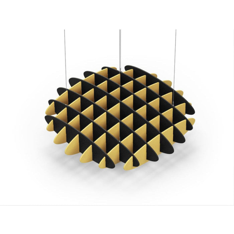 Acoustic Ceiling Sound Trap - 1200mm x 1200mm Round - Black | Yellow