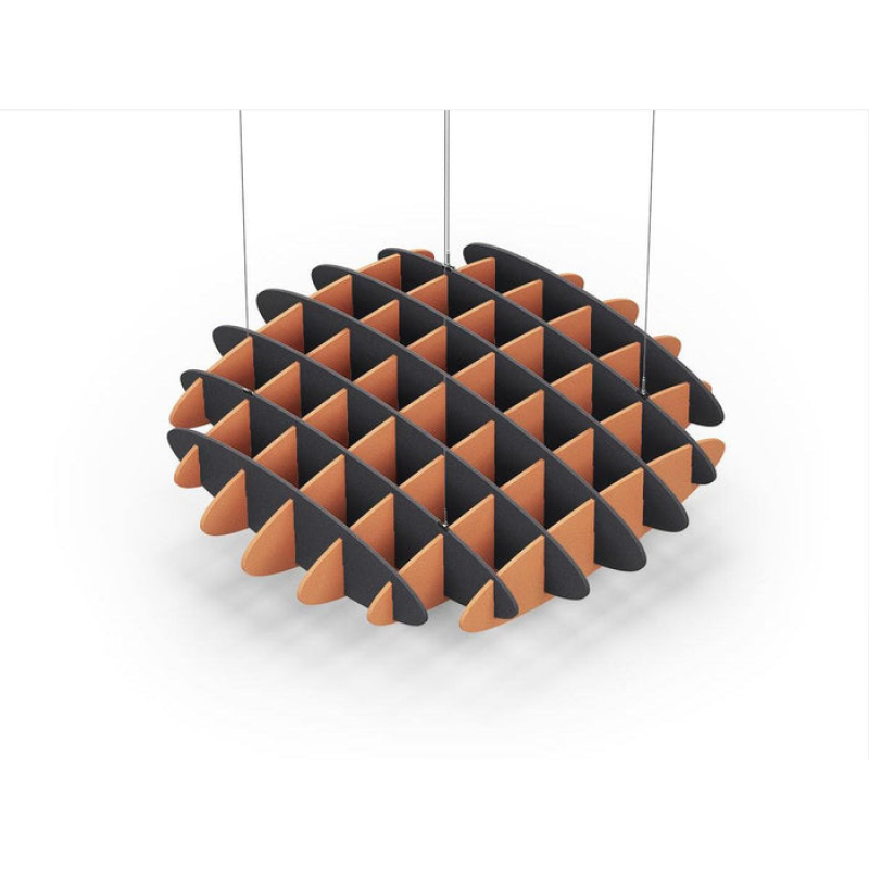 Acoustic Ceiling Sound Trap - 1200mm x 1200mm Round - Charcoal Grey | Orange