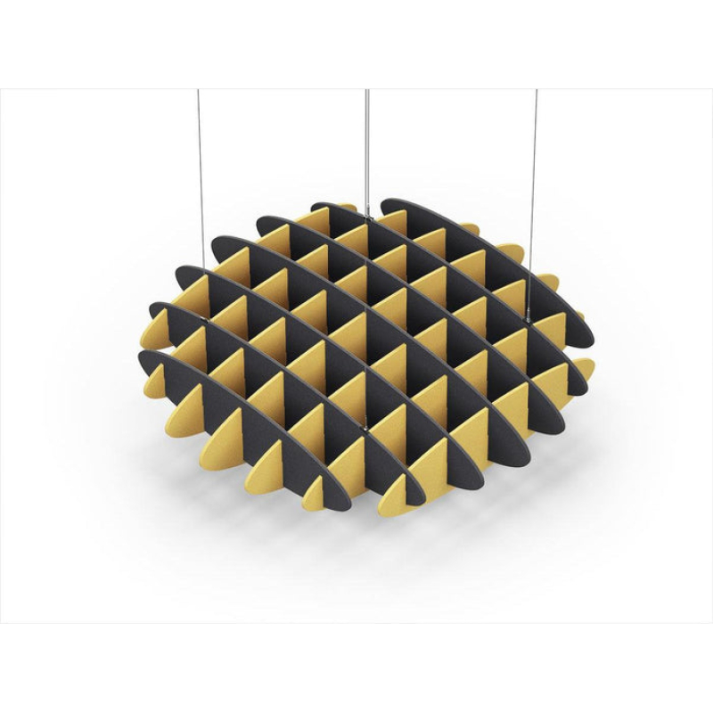 Acoustic Ceiling Sound Trap - 1200mm x 1200mm Round - Charcoal Grey | Yellow