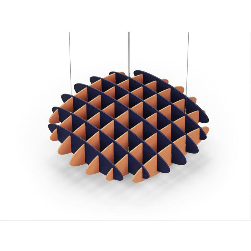 Acoustic Ceiling Sound Trap - 1200mm x 1200mm Round - Dark Blue | Orange