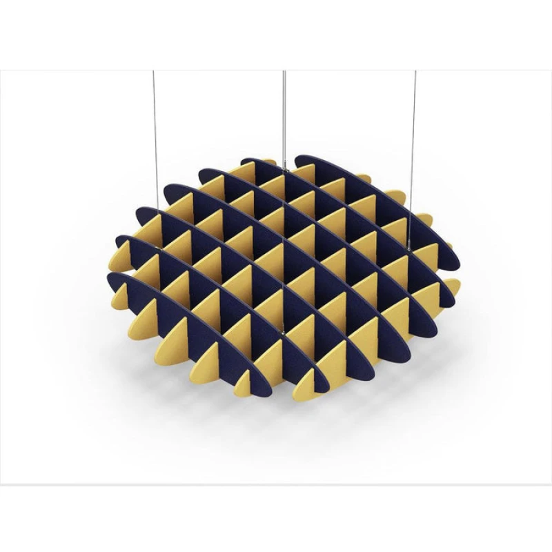 Acoustic Ceiling Sound Trap - 1200mm x 1200mm Round - Dark Blue | Yellow